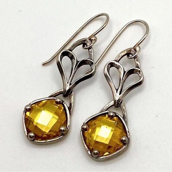 SILPADA Sterling Silver Faceted Citrine Drop Earrings W1221 NIB - Picture 5 of 5